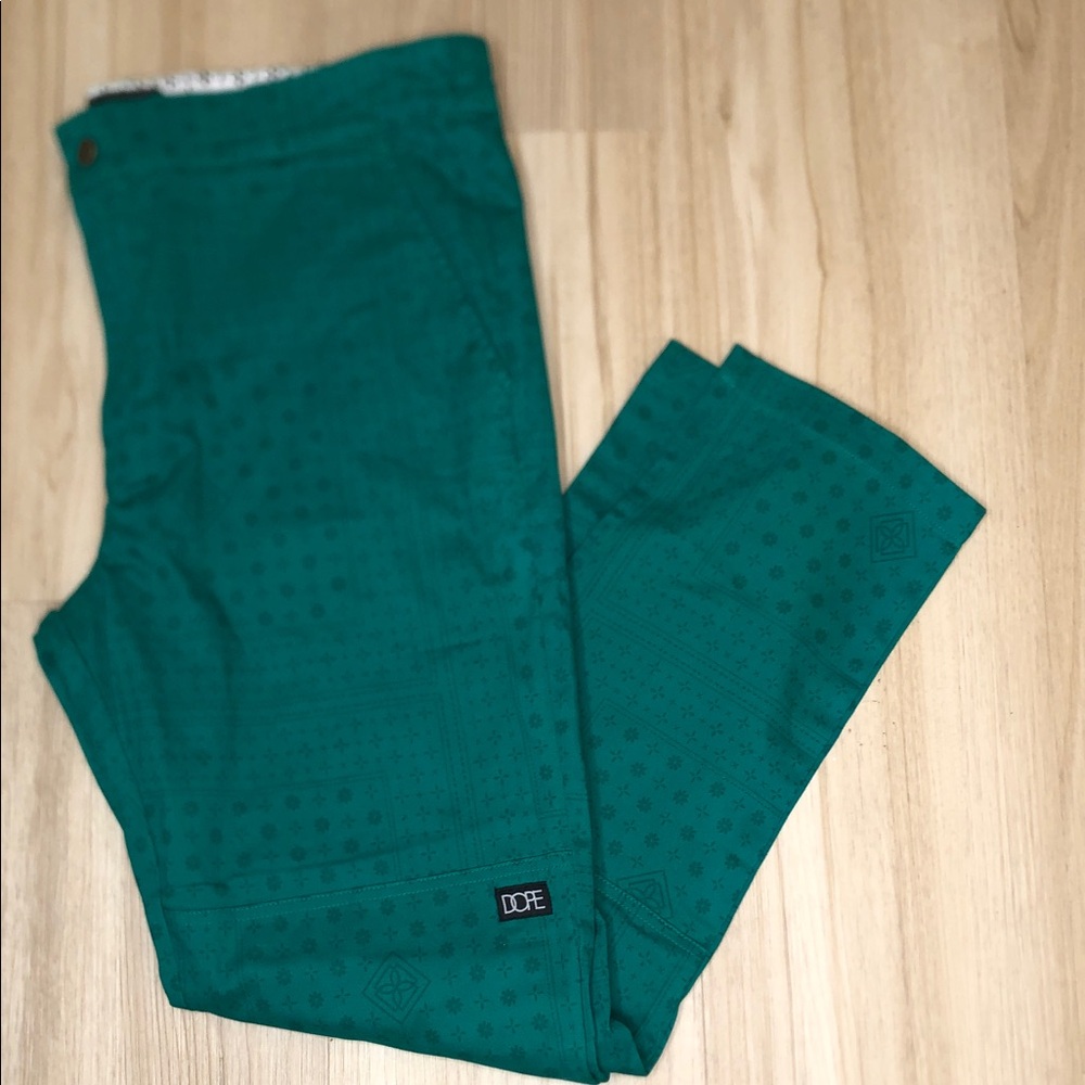 Dope Streetwear Brand Green Patterned Work Flex Pants - Size 40